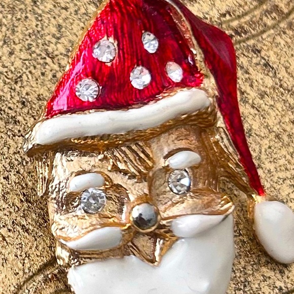 Vintage Don Lin Enamel & Gold Tone SANTA CLAUS Christmas Holiday‎ Earrings - Picture 6 of 12
